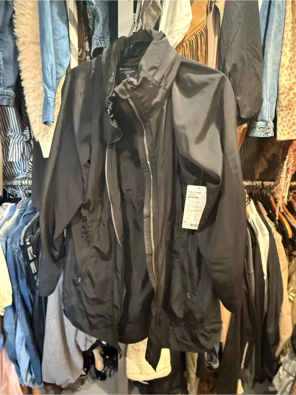 Athleta Black Trench-Style Lightweight Coat